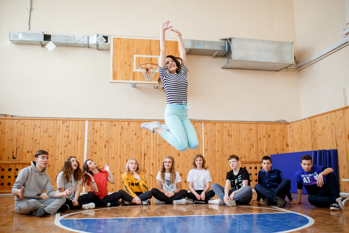 Фотосессия для школьников в спортивном зале